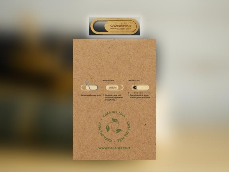 A sustainable corporate gift idea from BR Printers, a supplier of promotional products and custom apparel, is this sustainable wood camera cover. 