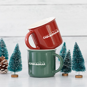 Holiday gift mug, stoneware mug promotional product for employees, clients, and prospects.